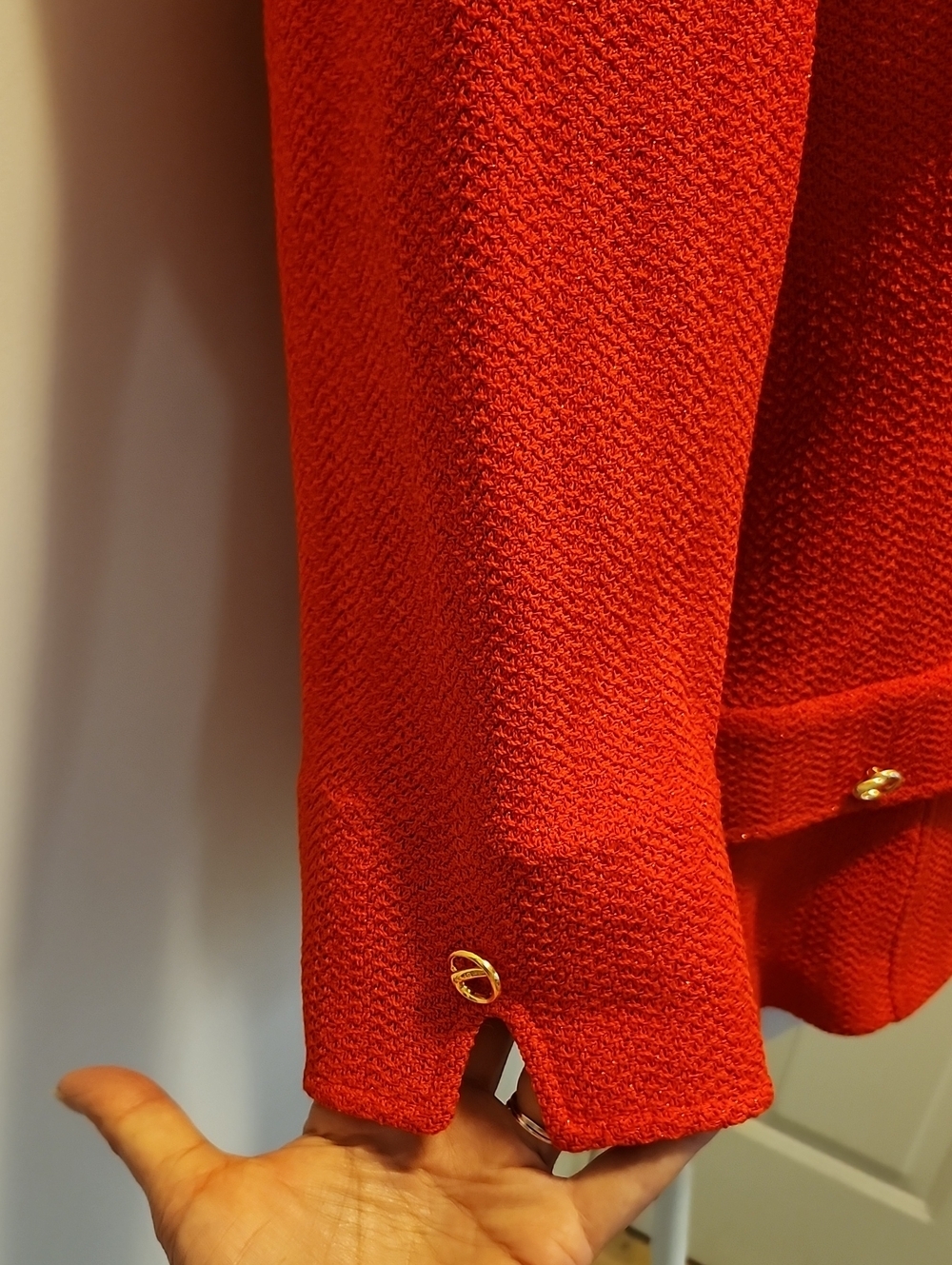 Vintage St. John Collection Jacket 6 Knit Blazer Red 3/4 Sleeve Cardigan - Picture 3 of 7
